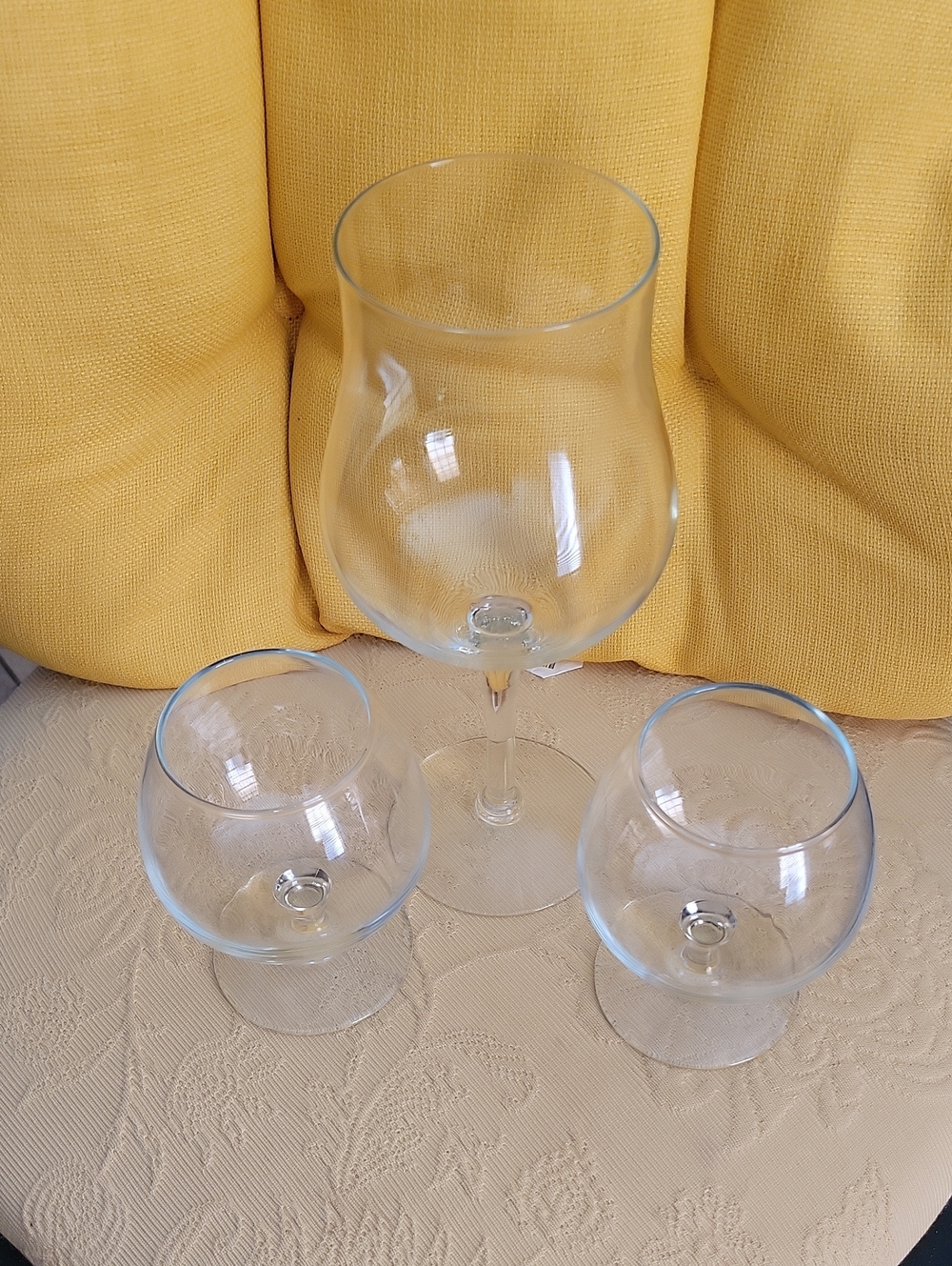 Clear Glass Wine and Brandy Glasses - Set of 3